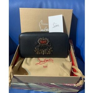 Christian Louboutin Black Wallet with Gold Embellishments
